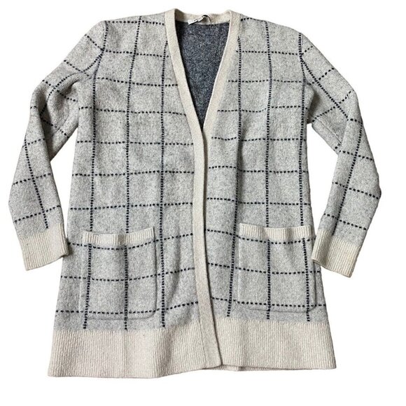 Madewell Sweaters - Madewell Ryder Cardigan Women XS Merino Wool Alpaca Blend Windowpane Open Duster